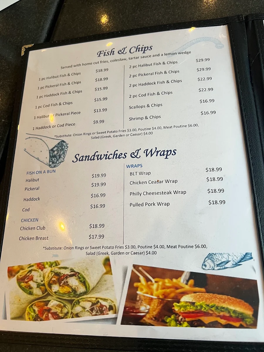 Menu, Fin City Fish & Chips Restaurant