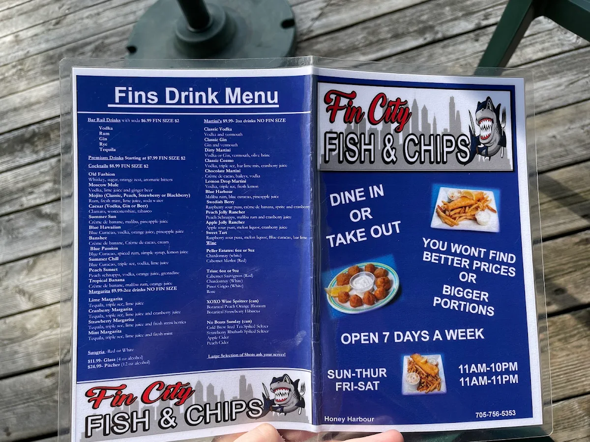 Menu, Fin City Fish & Chips Restaurant