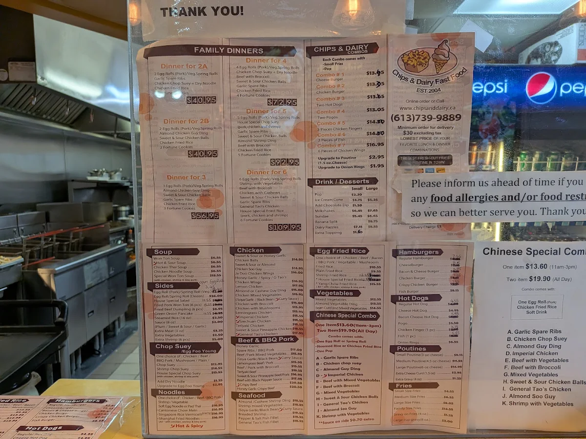 Menu, Chips & Dairy Fast Food