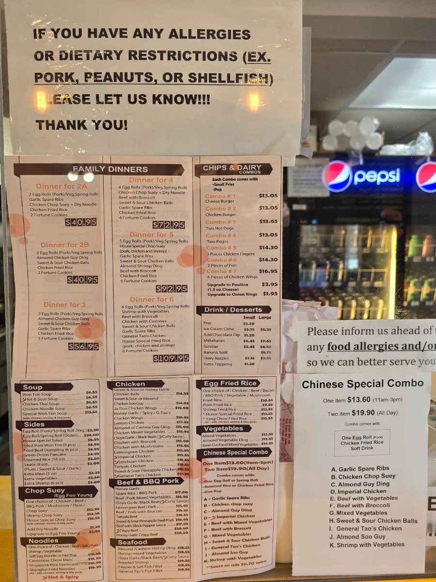 Menu, Chips & Dairy Fast Food