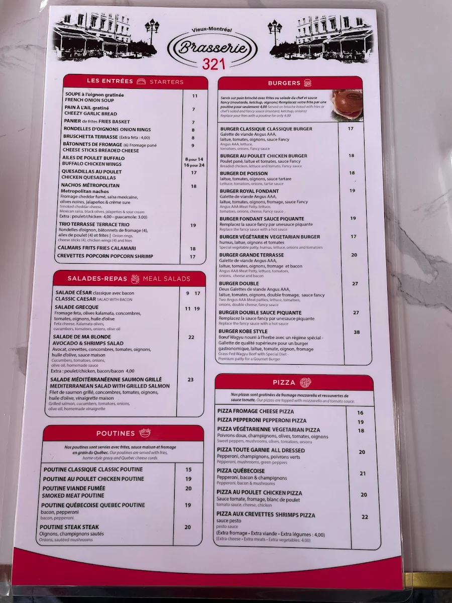 Menu, La Grande Terrasse