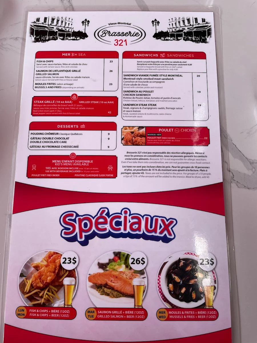 Menu, La Grande Terrasse