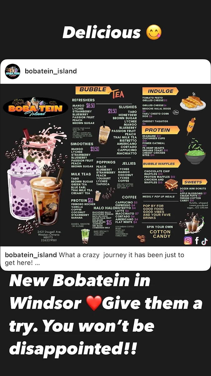 Menu, The Island Sports Bar