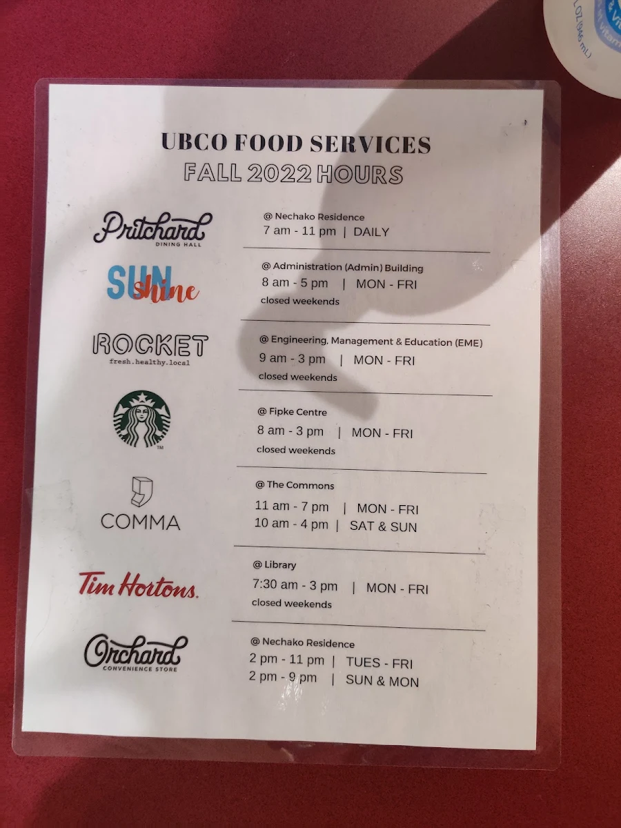 Menu, Starbucks Coffee Company