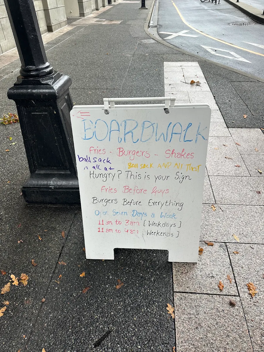 Menu, Boardwalk Burgers - Victoria
