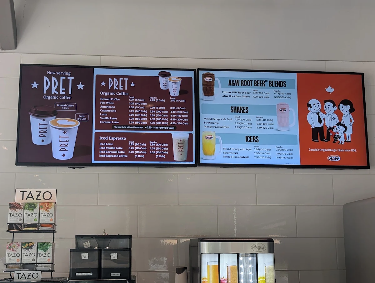 Menu, A&W Canada