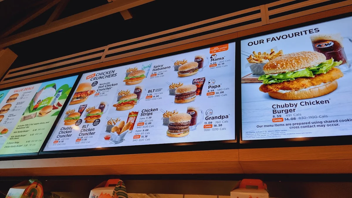 Menu, A&W Canada