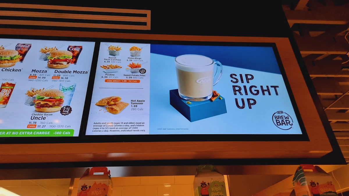 Menu, A&W Canada