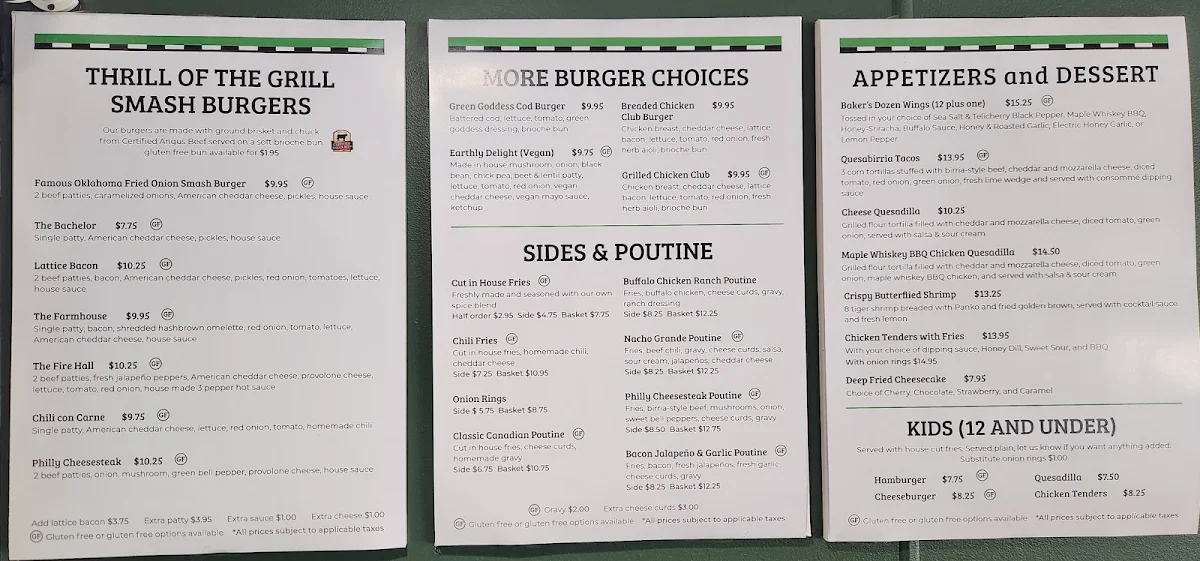 Menu, Moment in Thyme Neighbourhood Grill