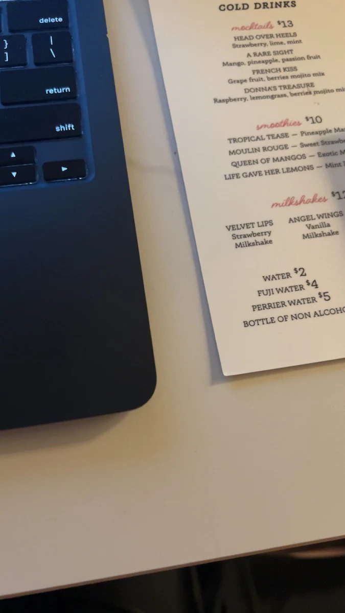 Menu, Casadonna Ottawa