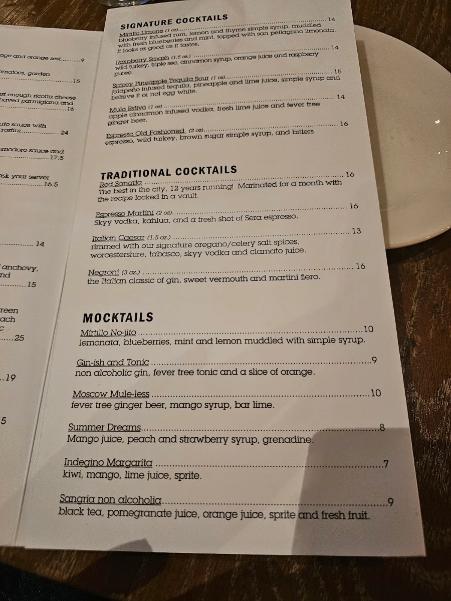 Menu, Dolcetto