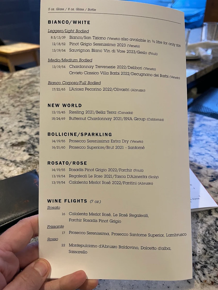 Menu, Dolcetto