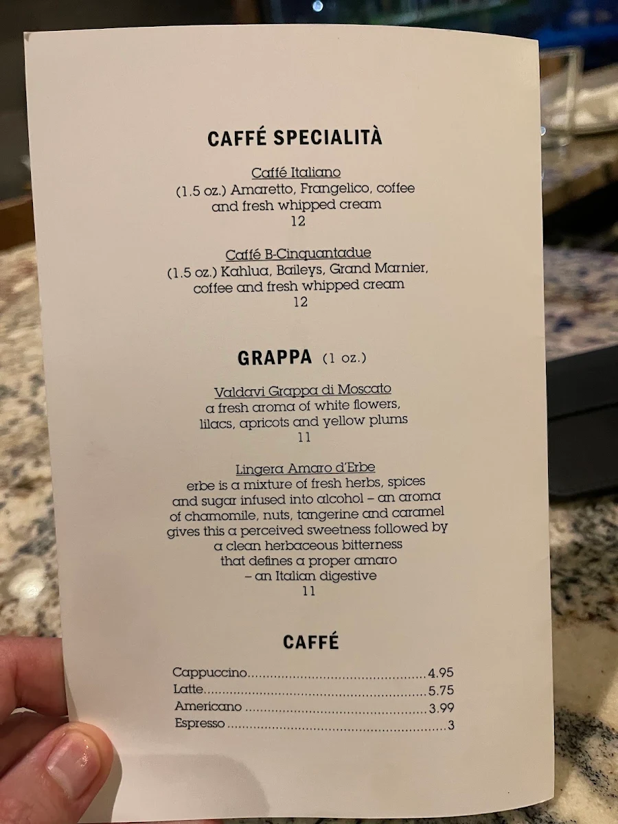 Menu, Dolcetto