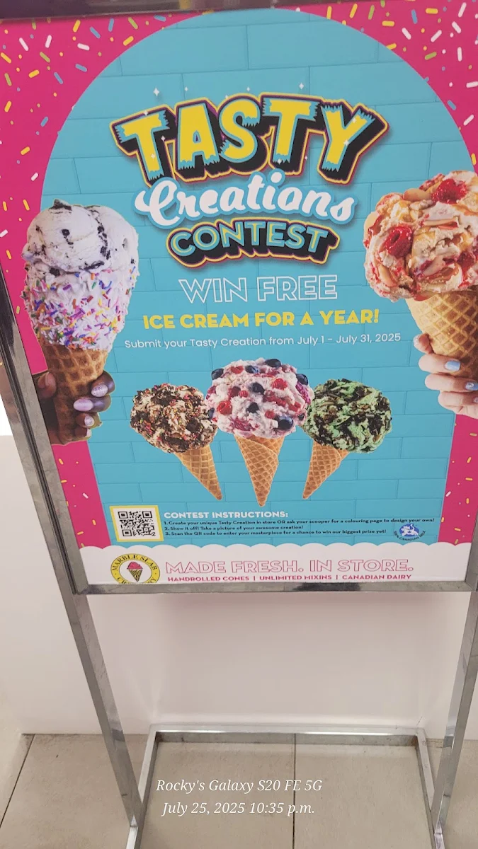 Menu, Marble Slab Creamery