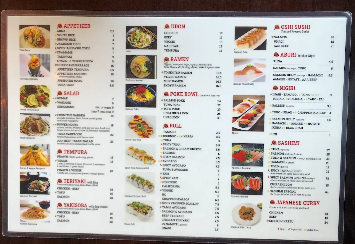 Menu, Sapporo Kitchen