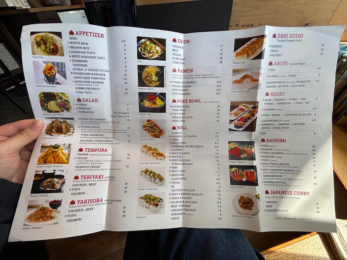 Menu, Sapporo Kitchen