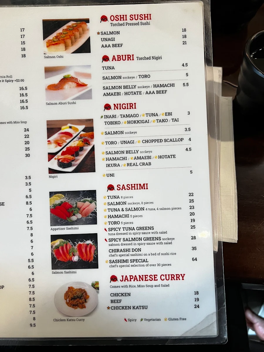 Menu, Sapporo Kitchen