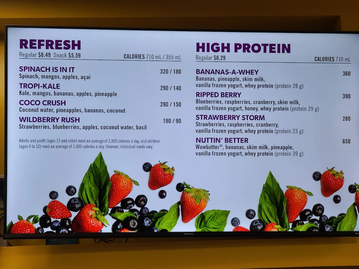 Menu, Booster Juice