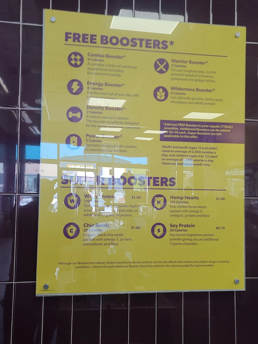 Menu, Booster Juice