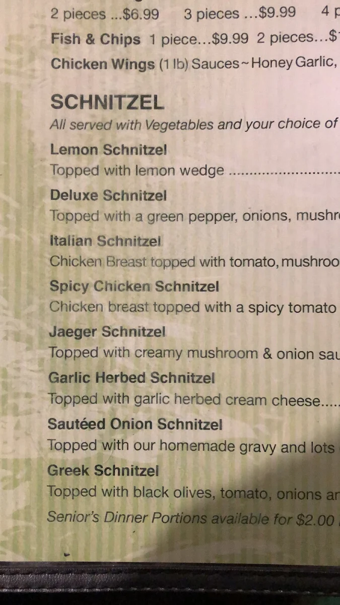 Menu, Rockford Restaurant