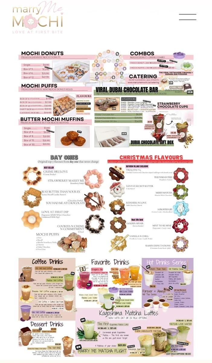 Menu, Marry Me Mochi (Bayview Village Shopping Centre)