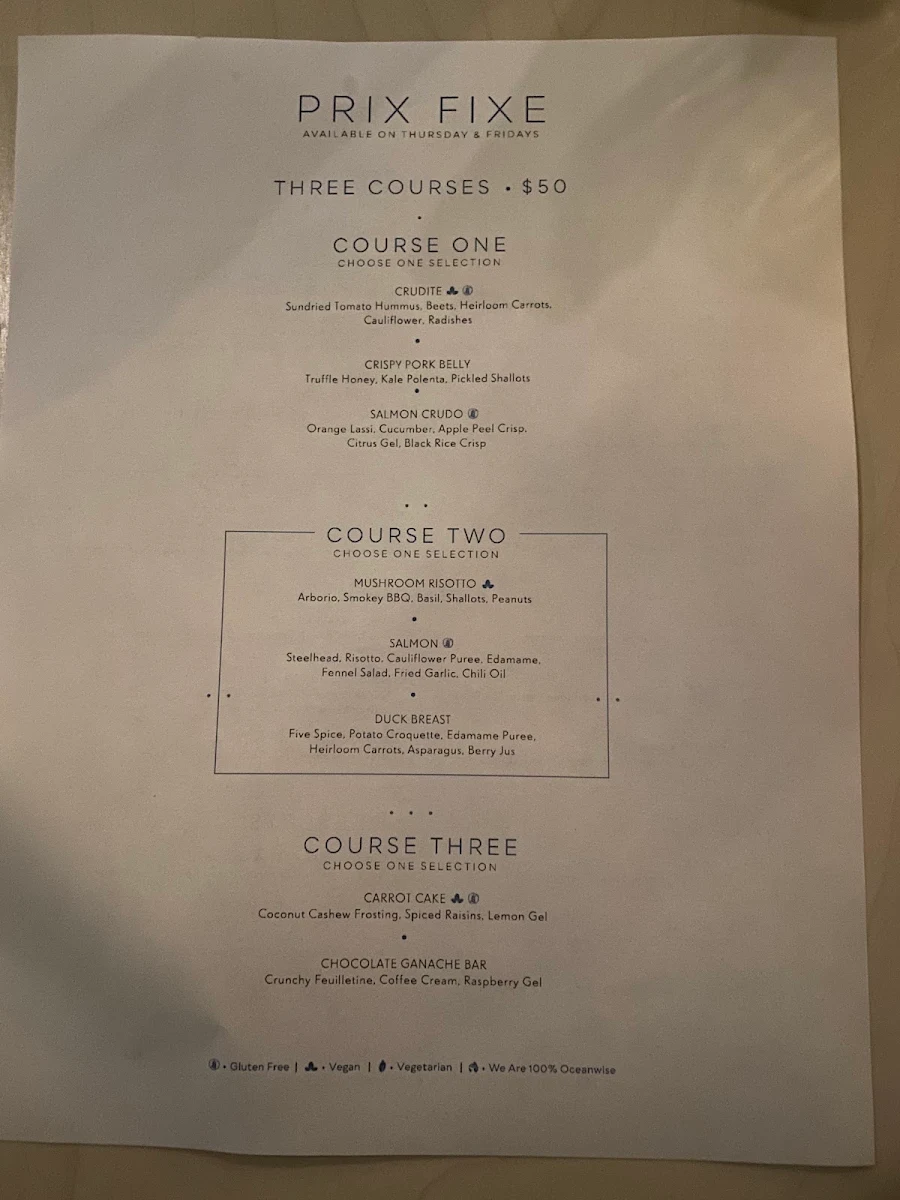 Menu, 1931 Gallery Bistro