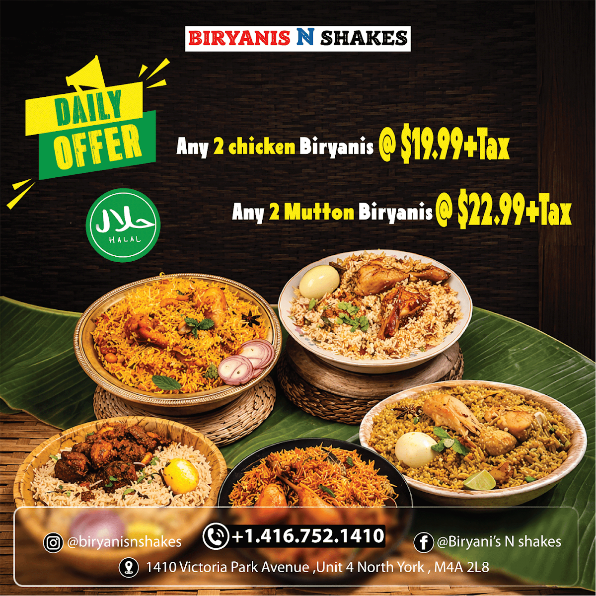 Menu, BIRYANIS N SHAKES