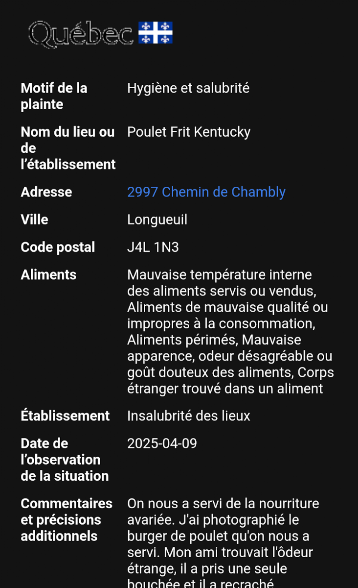 Menu, PFK