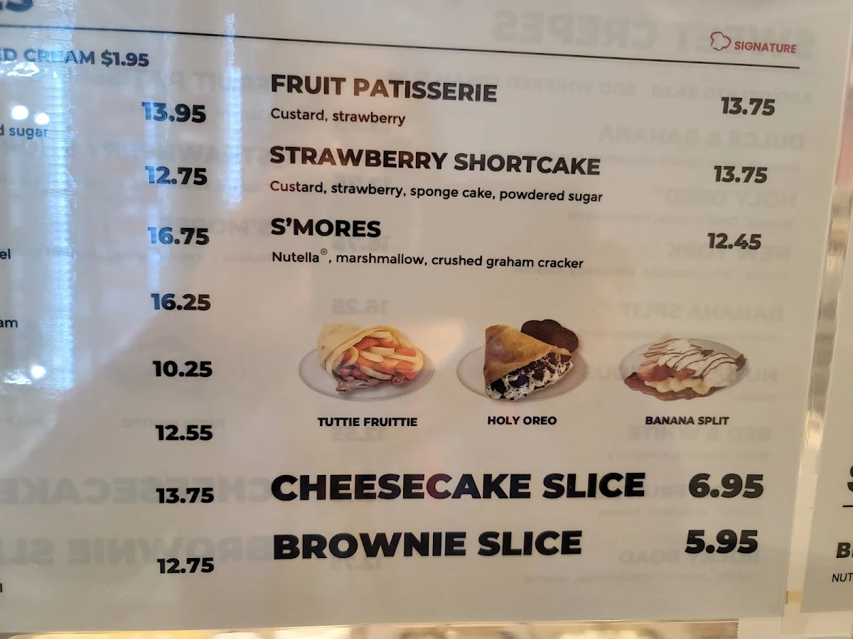 Menu, Crepe Delicious