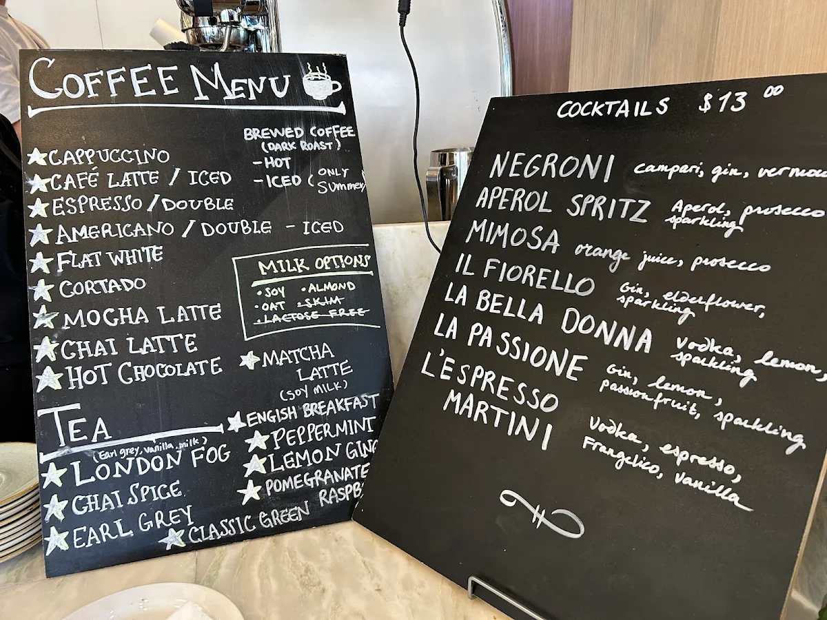 Menu, L'Espresso Bar Mercurio