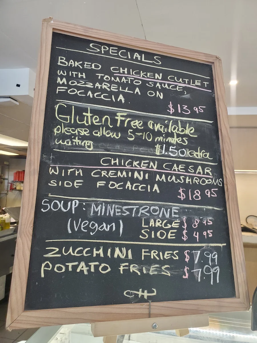 Menu, L'Espresso Bar Mercurio