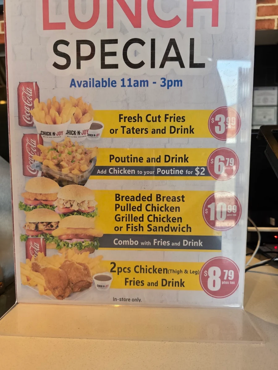Menu, CHICK•N•JOY