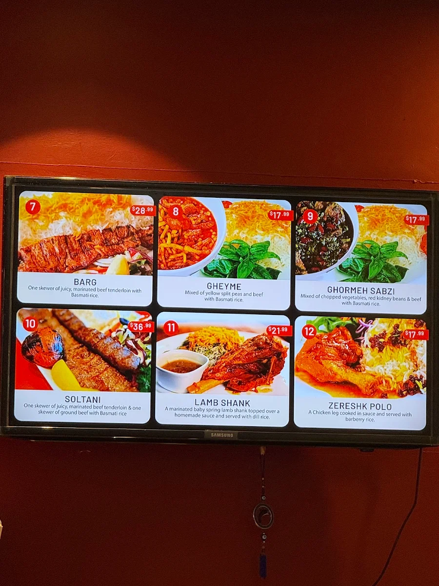 Menu, Persian Top Meal