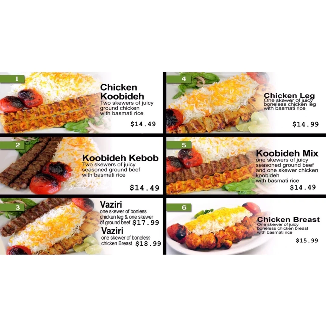 Menu, Persian Top Meal