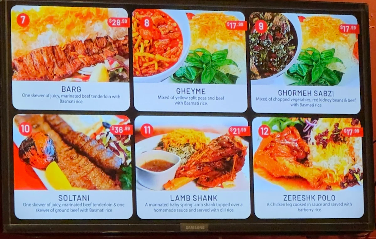 Menu, Persian Top Meal