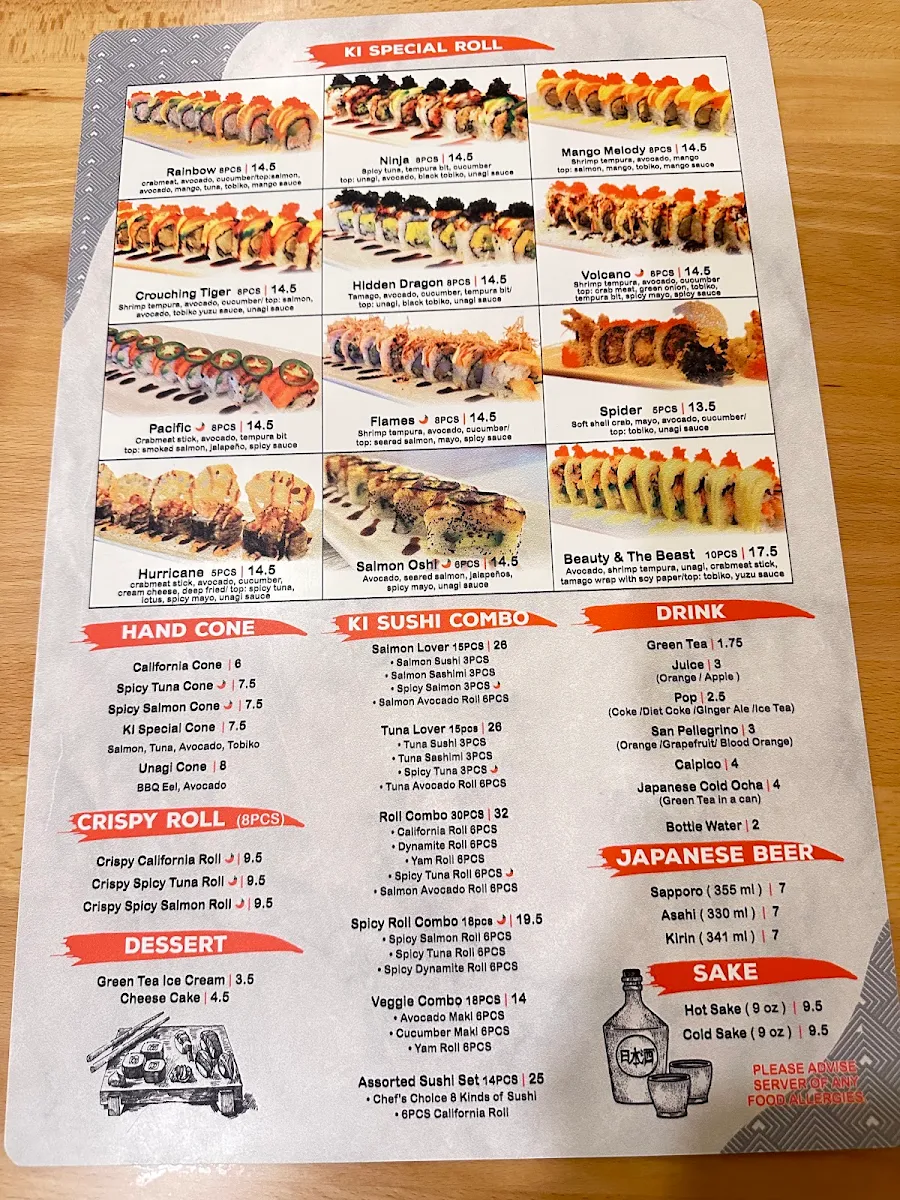Menu, Ki Sushi