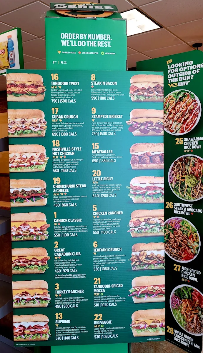Menu, Subway