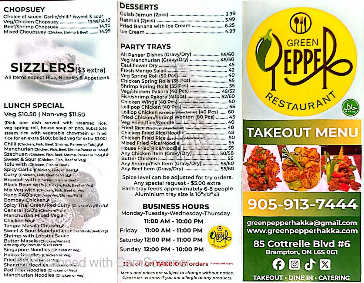 Menu, Green Pepper Modern Hakka & MOMO House