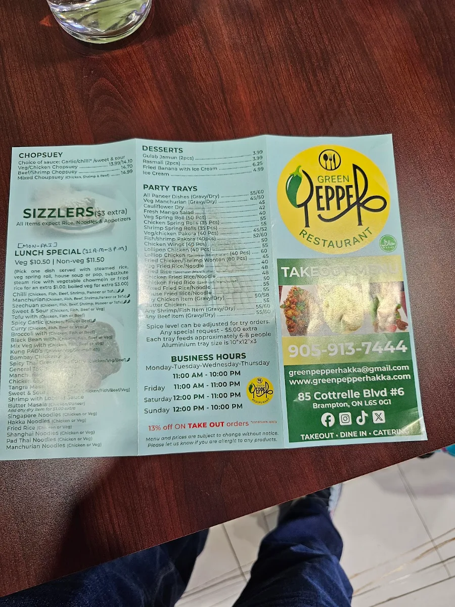 Menu, Green Pepper Modern Hakka & MOMO House