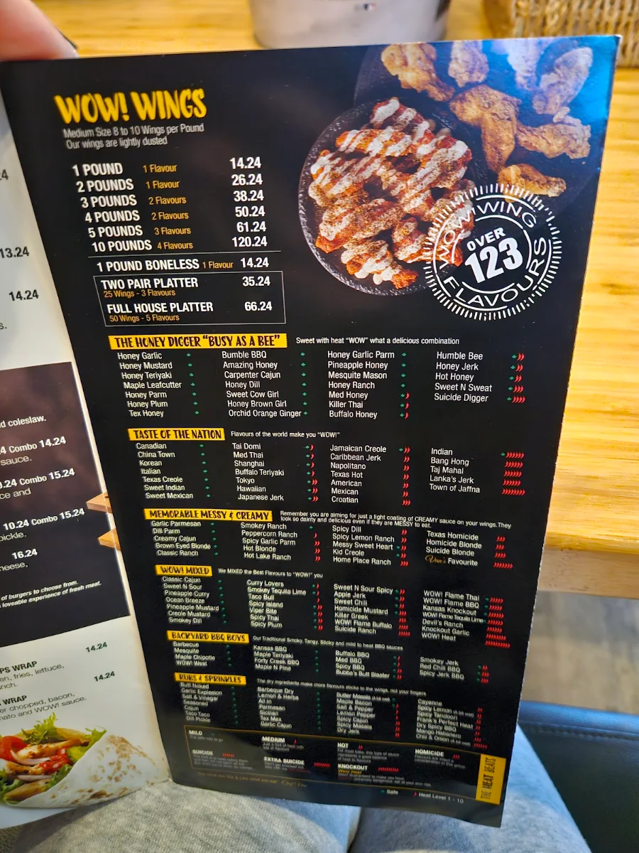 Menu, Wow! Wing House
