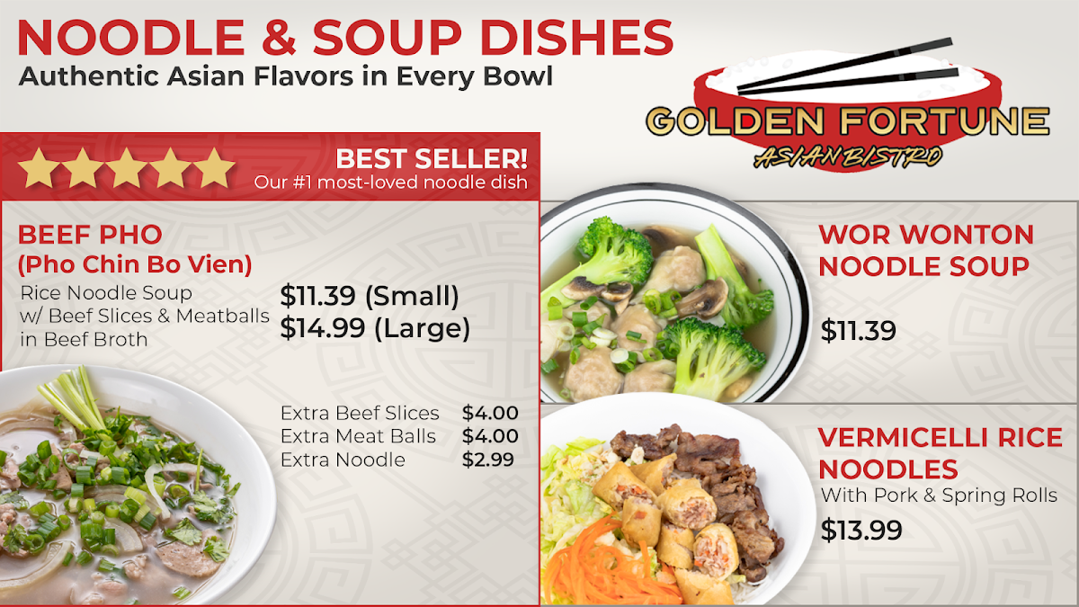 Menu, Golden Fortune Asian Bistro