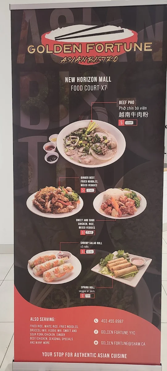 Menu, Golden Fortune Asian Bistro