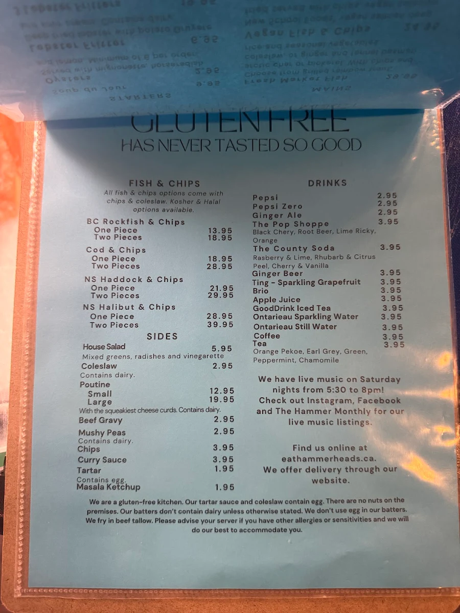 Menu, Hammerhead's Seafood Kitchen & Market