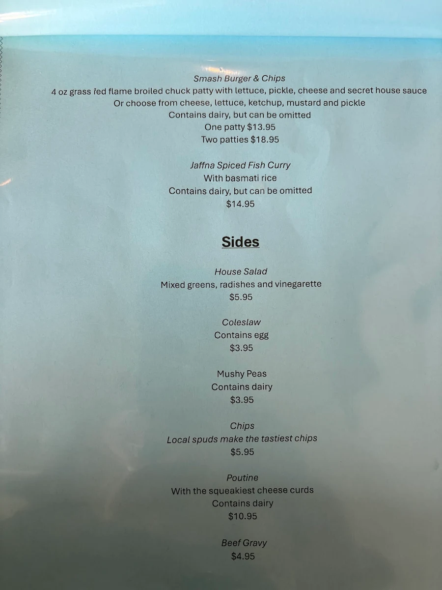 Menu, Hammerhead's Seafood Kitchen & Market