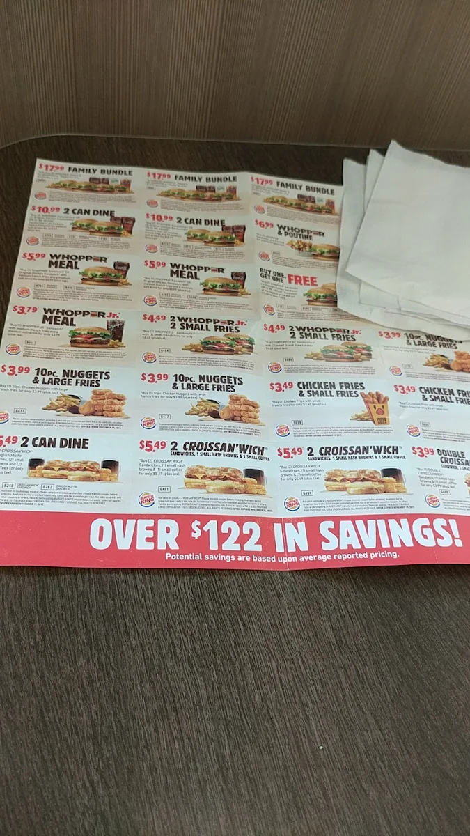 Menu, Burger King