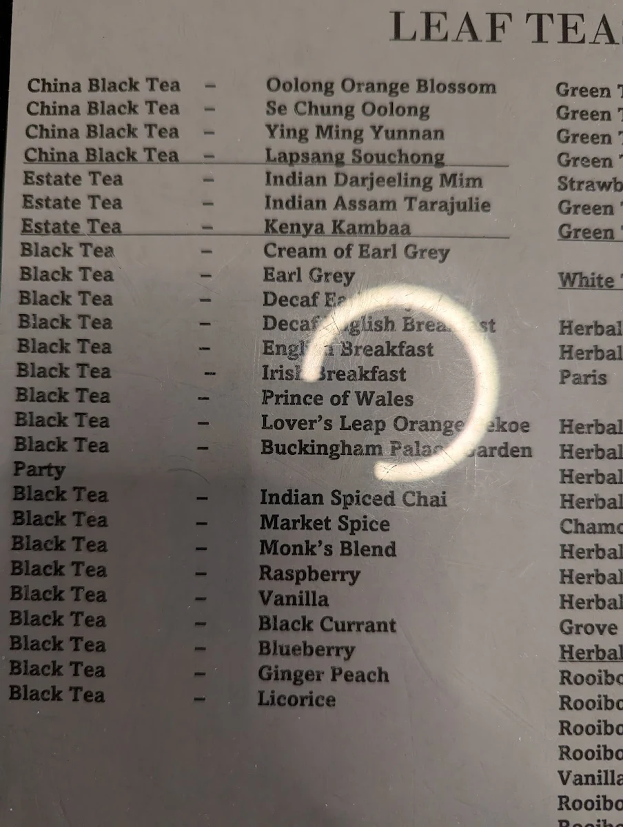 Menu, The Vic Downtown