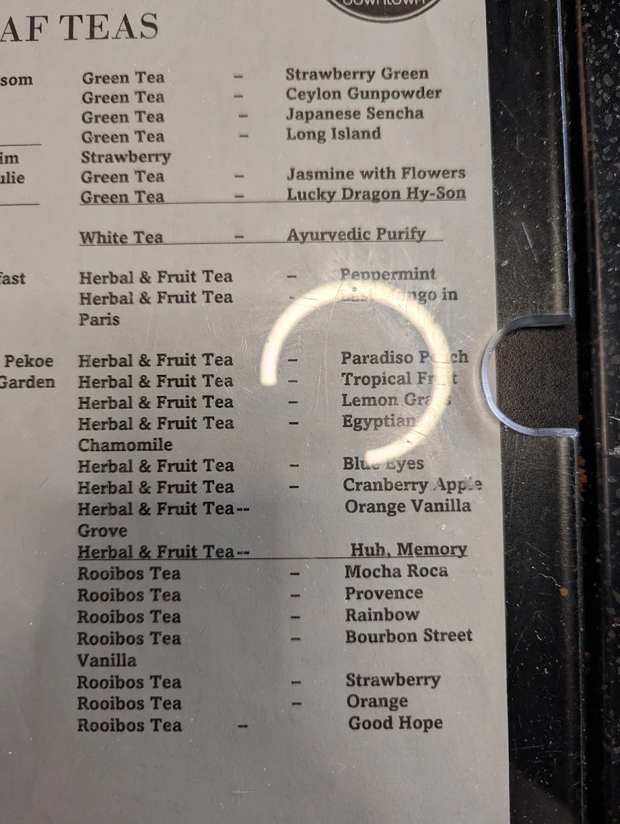 Menu, The Vic Downtown