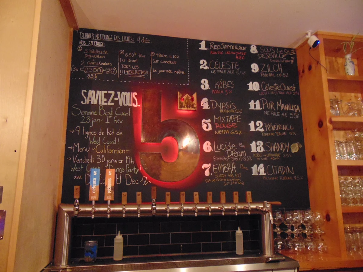 Menu, 5e Baron - Microbrasserie