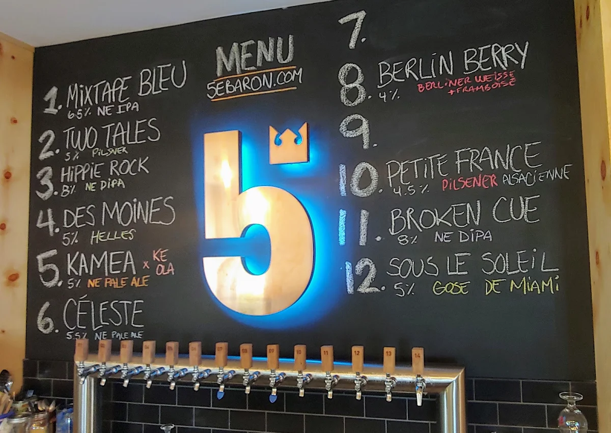 Menu, 5e Baron - Microbrasserie