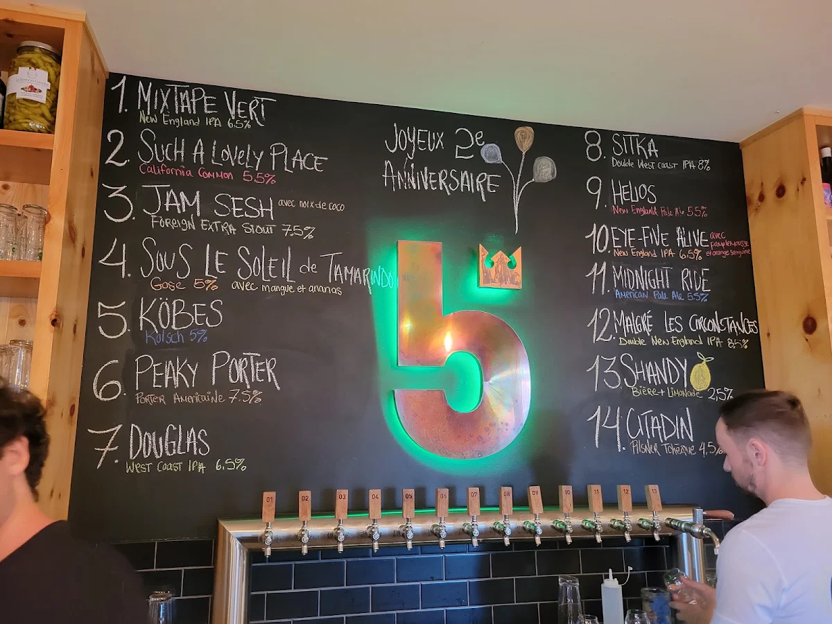 Menu, 5e Baron - Microbrasserie